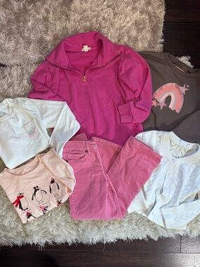 Girls Hot Pink Quarter-Zip Pullover